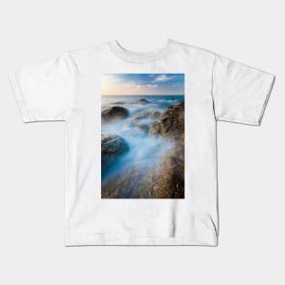 Waves and rocks long exposure Kids T-Shirt